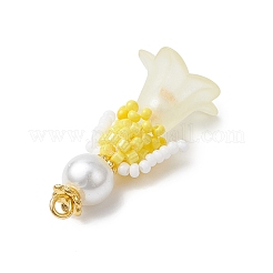 Pendenti con perline di vetro a forma di fiore&nbsp;PALLOY-MZ00686-01