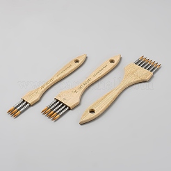 Kit de pinceaux artistiques à plusieurs pointes avec manche en bois de noyer (3 pièce)&nbsp;DRAW-WH0006-007B