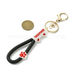 Schlüsselanhänger aus PVC und Eisenlegierung mit Karabinerverschluss und Katzenpfotenabdruck&nbsp;KEYC-JKC01105-02