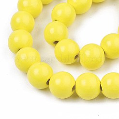 Brins de perles de bois naturel peintes à la bombe&nbsp;WOOD-S053-56F