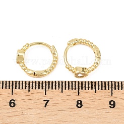 Orecchini a cerchio in ottone con micro pavé di zirconi chiari a cuore&nbsp;EJEW-D348-26G