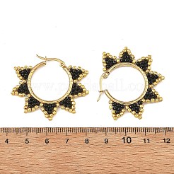 Orecchini a cerchio con perline di vetro&nbsp;EJEW-MZ00750-03