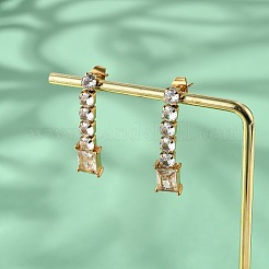 Orecchini a bottone con nappina in zirconia cubica trasparente in acciaio inossidabile 304&nbsp;EJEW-Z094-01F-G