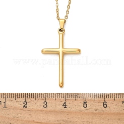 304 Edelstahl Kreuz Anhänger Kabelkette Halsketten&nbsp;NJEW-S442-05G