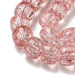Fili di perline di vetro screpolato con verniciatura a spruzzo trasparente&nbsp;GLAA-NH0001-05G
