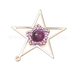 Occhio di tigre naturale (tinto e riscaldato) e pendenti a forma di stella con perline di vetro fatte a mano&nbsp;PALLOY-MZ00496-03