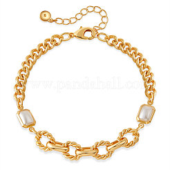 Pulseras de eslabones de latón y perlas de imitación&nbsp;WG29672-01