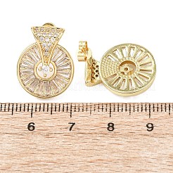 Boucles d'oreilles rondes plates en laiton micro pavé de zircones cubiques transparentes&nbsp;EJEW-D351-11G