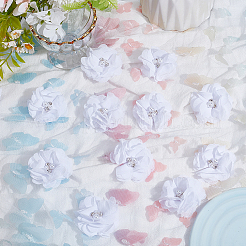 30 Stück Blumenornament-Zubehör aus Polyester und Kunststoff mit Kunstperlen und Strass&nbsp;DIY-SP0006-06E