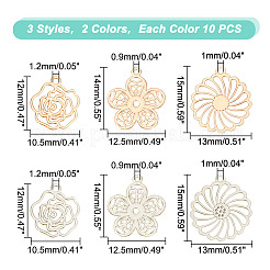 60 Stück 6 Stile langlebige Charms aus plattiertem Messing&nbsp;KK-HY0003-72