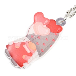 Collana pendente in acrilico di San Valentino con catene in lega di zinco&nbsp;NJEW-D049-01C-P