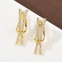 Pendientes de aro con micropavé de latón y circonitas cúbicas transparentes&nbsp;EJEW-G446-02G