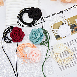 6 Stück 6 Farben Samt Blumenkragen Choker Halsketten Set&nbsp;NJEW-FI0001-09