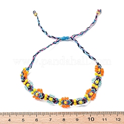 Braccialetti di perline intrecciate con semi di vetro e fiori per le donne frineds&nbsp;BJEW-F493-10C