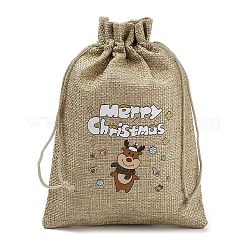 Weihnachtsbedruckte Sackleinen-Verpackungsbeutel mit Kordelzug&nbsp;ABAG-Q053-02B-05