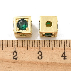 Messing Micro Pavé grüne Zirkonia Perlen&nbsp;KK-B096-20G