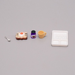 Harz Puppenhaus Miniatur Toast Brot & Omelette Marmelade Teller Tasse Löffel Set&nbsp;DJEW-WH0034-16