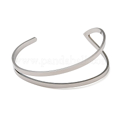 201 bracelets manchette ouverts en acier inoxydable pour femmes&nbsp;BJEW-M044-01P