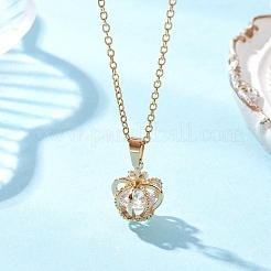 Collares colgantes de circonita cúbica de latón con corona para mujer&nbsp;NJEW-JN05519