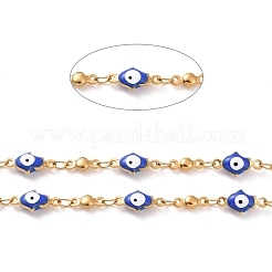 Mano di hamsa smaltata con catene a maglie malocchio&nbsp;CHS-G023-02G-01