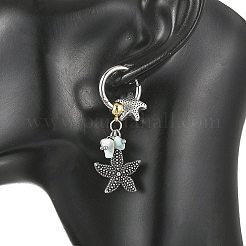Pendientes colgantes de virutas de larimar natural del océano&nbsp;EJEW-JE07423