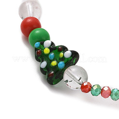 Bunte Malerei & natürliches Quarzkristall & Acryl-Stretch-Armband&nbsp;X1-BJEW-TA00256