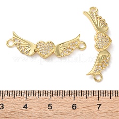 Gestellplattierung Messing klare Zirkonia Flügel Herz Verbindungsstück Charms&nbsp;KK-C084-12G