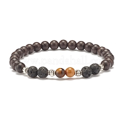Ensemble de bracelets extensibles en perles de bois naturel&nbsp;BJEW-JB07343