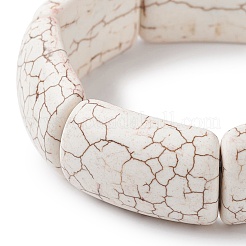 Braccialetti elasticizzati con perline rettangolari turchesi sintetici tinti&nbsp;BJEW-P299-01B