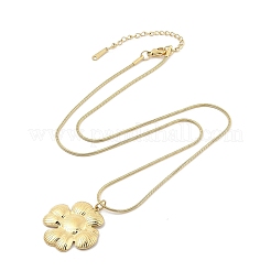 Collane con catena a serpente rotonda con ciondolo a forma di fiore in acciaio inossidabile 304&nbsp;NJEW-H044-07G