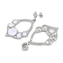 Boucles d'oreilles pendantes en forme de fleur en acier inoxydable 304 émaillé&nbsp;EJEW-Z075-09P-01