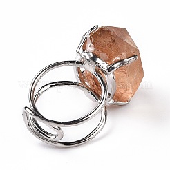 Anello polsino pepite di quarzo rosa naturale&nbsp;LS-RJEW-G271-01P-01