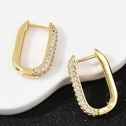 Orecchini a cerchio ovali in ottone con micro pavé di zirconi cubici trasparenti&nbsp;EJEW-C152-04G
