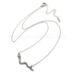 Colliers avec pendentif serpent en laiton pavé de zircones cubiques noires&nbsp;NJEW-D320-02ASP