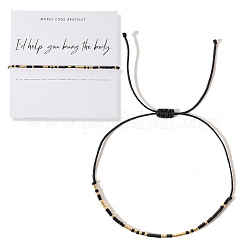 Braccialetti boho regolabili fatti a mano con perline di vetro intrecciate per donna&nbsp;HK4747-1