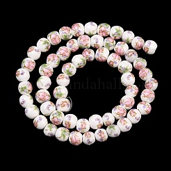 Porzellanperlen mit Blumenmuster&nbsp;PORC-L004-6mm-M