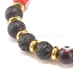 Rundes Bunte Malerei-Armband mit bösem Blick und natürlichen Lavagestein-Perlen&nbsp;BJEW-JB07870