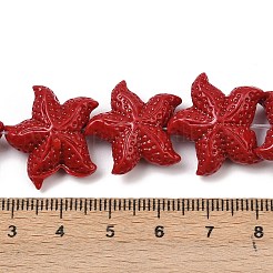 Brins de perles sculptées teintées en corail synthétique&nbsp;CORA-K009-06C-05