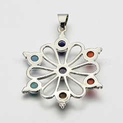 Edelsteinblumenanhänger aus platinierter Legierung&nbsp;G-J264-01