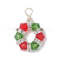 2 Stück 2 Farben Imitation österreichischer Kristall K9 Glas & Messing Kristall Strass Perlen Sechseck Anhänger&nbsp;PALLOY-JF04344