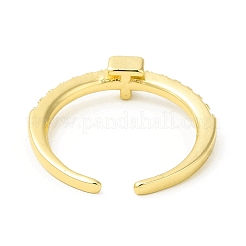 Anello a polsino aperto con lettera iniziale in zirconia cubica trasparente&nbsp;RJEW-H120-09G-T