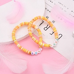Bracelets extensibles de perles heishi en argile polymère&nbsp;BJEW-JB05711