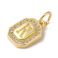Vrais pendentifs en laiton plaqué 18k or véritable micro pavé zircone cubique clair&nbsp;KK-L216-002G-R