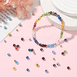 100 Stück handgefertigte runde Bunte Malerei-Perlenstränge mit bösem Blick&nbsp;LAMP-YW0001-75