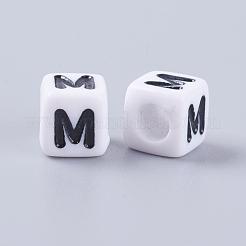 Weiße Buchstaben m Acrylwürfel Perlen&nbsp;X-PL37C9308-M
