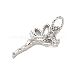 Pendentifs en laiton plaqué en rack et zircone cubique transparente&nbsp;KK-S372-12P