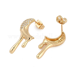 Pendientes de latón con circonita cúbica transparente para mujer&nbsp;EJEW-D280-03G-01