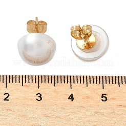 Orecchini a bottone in plastica e acciaio inossidabile 304 con perle finte&nbsp;EJEW-R030-01G-02