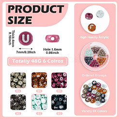 48g 6 couleurs perles acryliques opaques&nbsp;OACR-TA0003-50