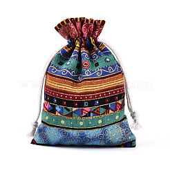 Sacs de rangement en coton et lin de style ethnique&nbsp;ABAG-N008-7x9-B01